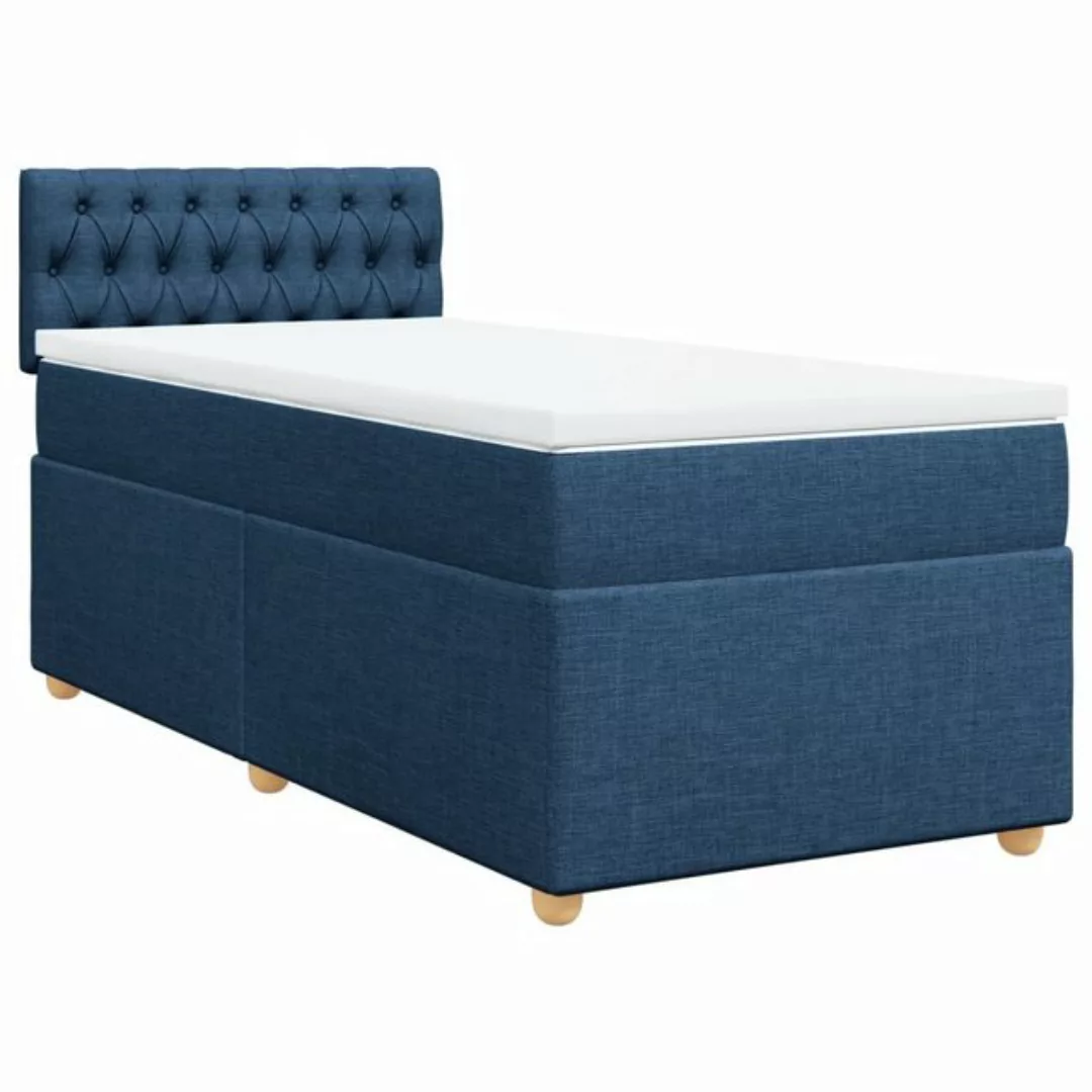 vidaXL Bett Boxspringbett mit Matratze Blau 90x200 cm Stoff günstig online kaufen