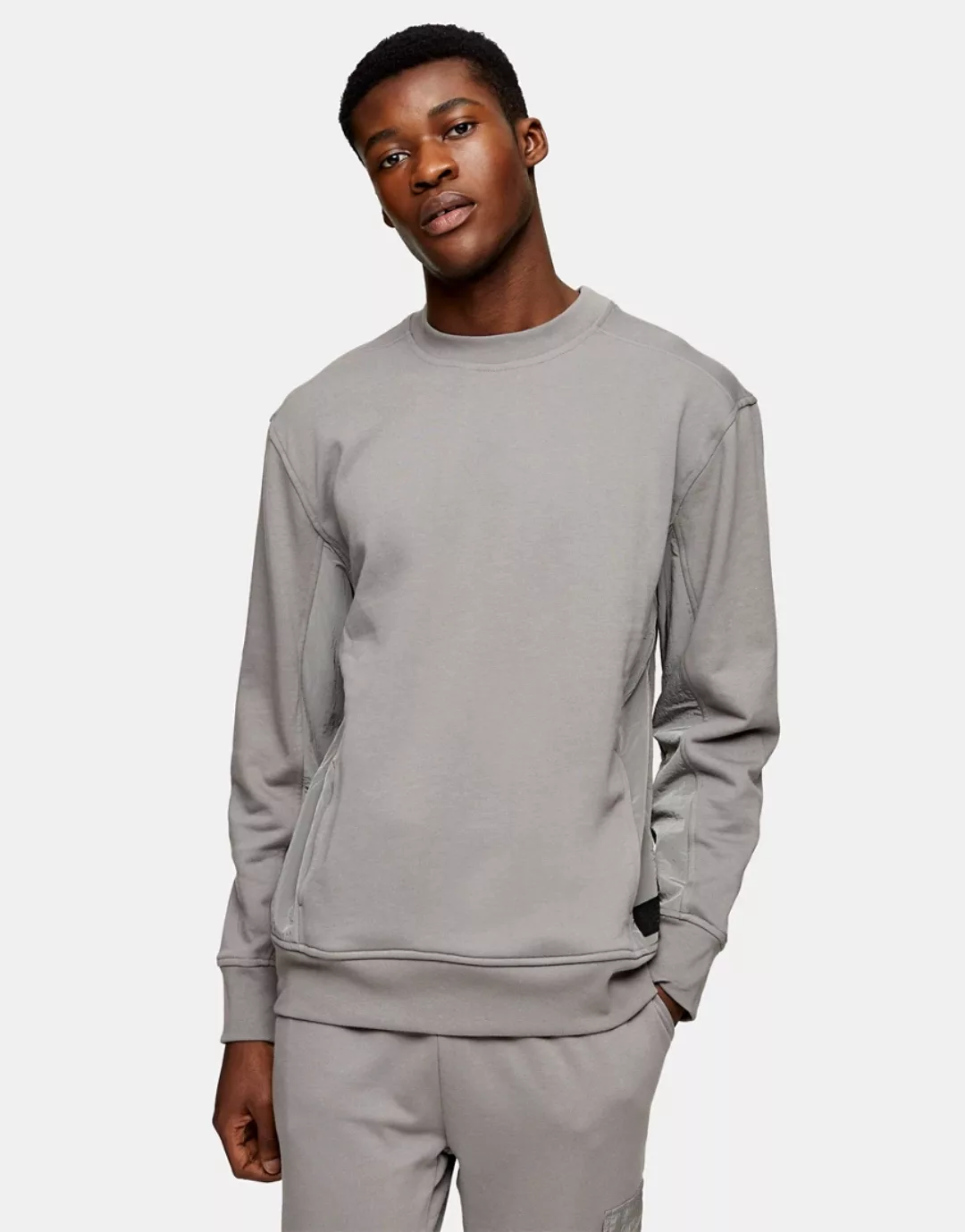 Topman – Ltd. – Sweatshirt mit Einsatz in Anthrazit-Grau günstig online kaufen