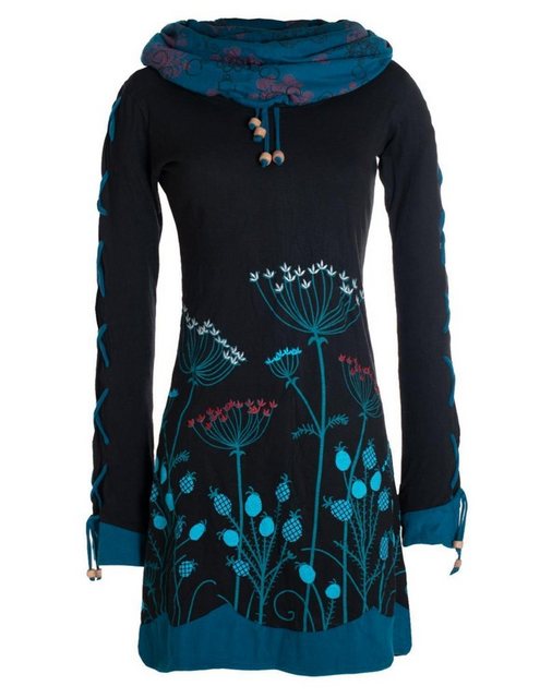 Vishes Jerseykleid Blumenkleid Langarm-Shirtkleid mit Schalkragen Hippie, B günstig online kaufen