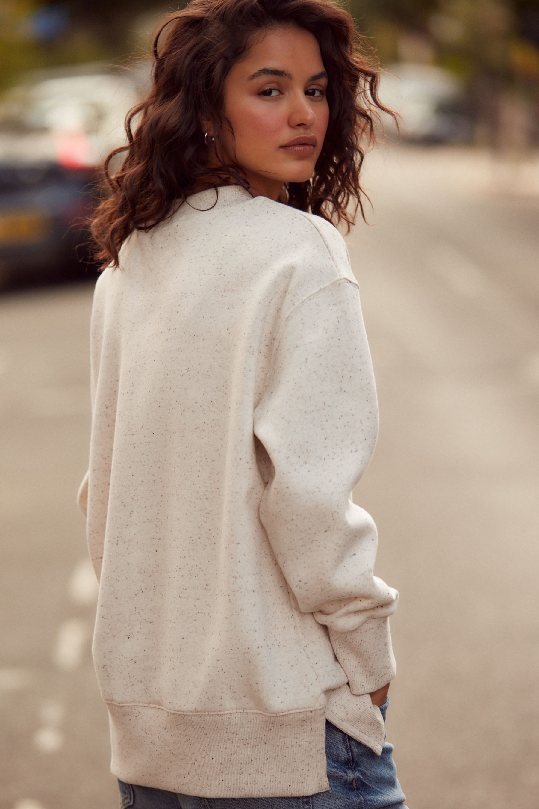 Next Longsweatshirt Angerautes Relaxed Fit Oversized-Sweatshirt günstig online kaufen