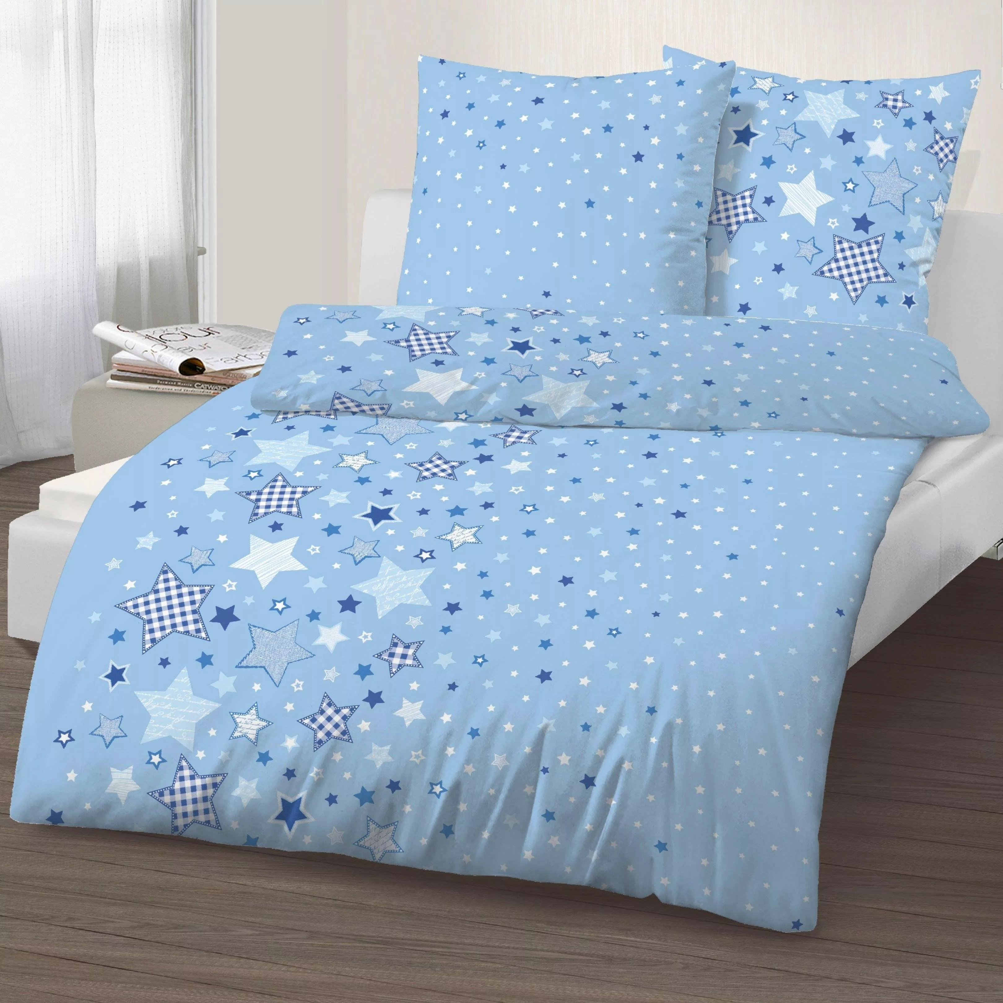 MTOnlinehandel Bettwäsche Sterne 135x200 + 80x80 günstig online kaufen