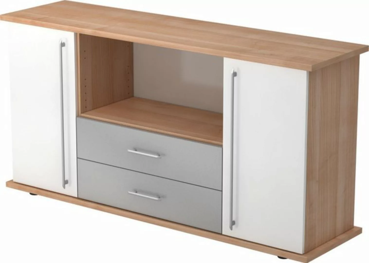 Aktenschrank Sideboard SB 2OH 2 Schübe BxTxH 166,1x44,8x84cm Griff RE Nussb günstig online kaufen