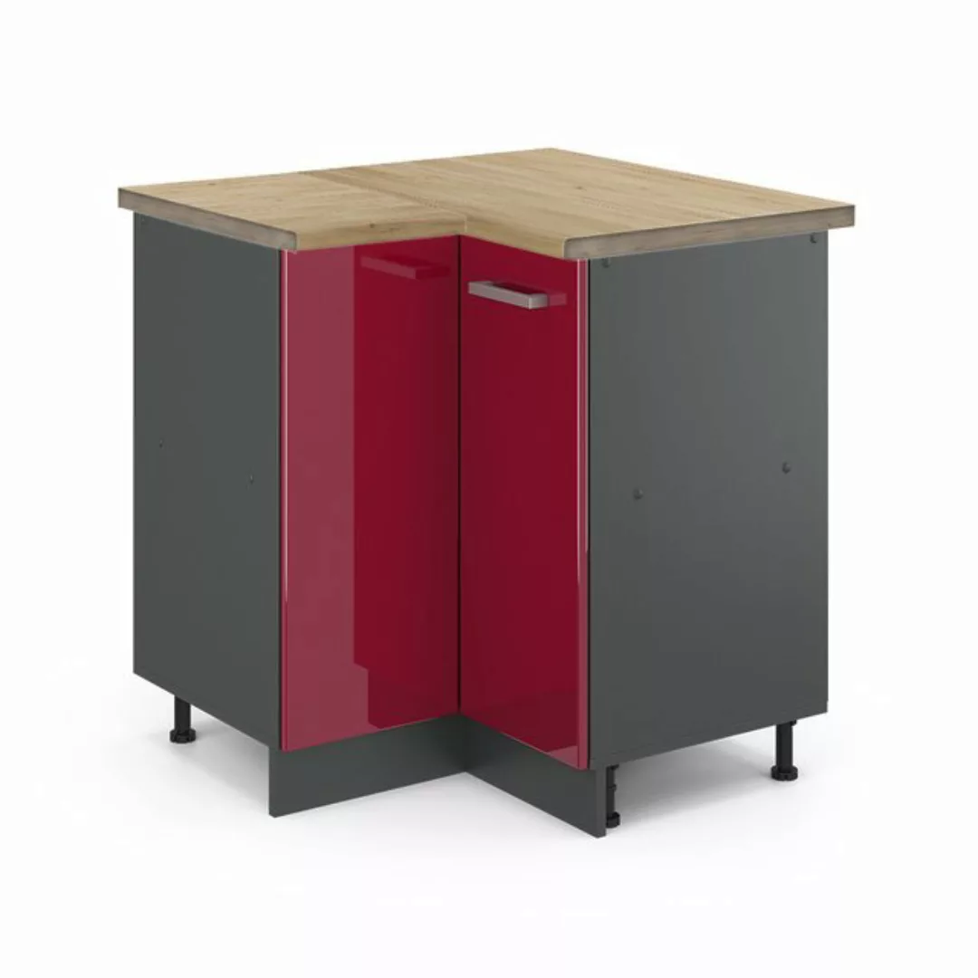 Vicco Eckunterschrank R-Line, Bordeaux Hochglanz/Anthrazit, 75.6 cm, AP Eic günstig online kaufen