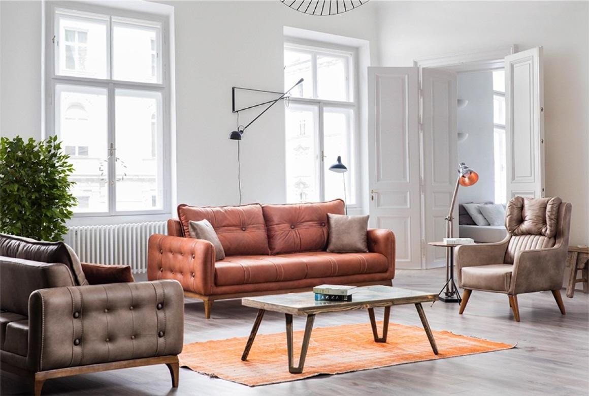 Xlmoebel Sofa Neues Set aus einem Dreisitzer Ledersofa und Sessel in modern günstig online kaufen