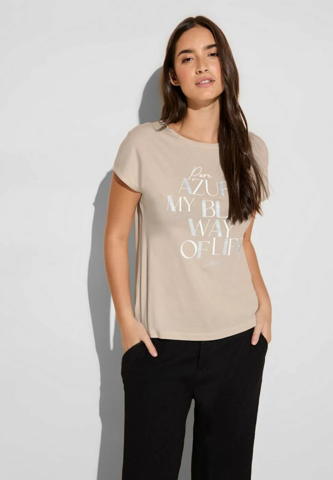 STREET ONE Print-Shirt mit Glitzer-Wording-Print günstig online kaufen