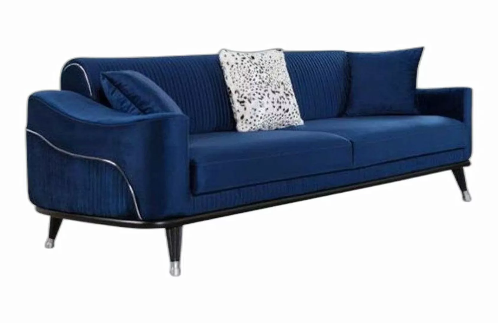 Xlmoebel Sofa Blaues Designer Sofa Samt Dreisitzer Luxuriöse Couch, 1 Teile günstig online kaufen