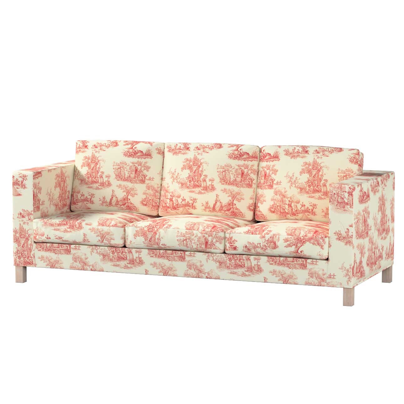 Bezug für Karlanda 3-Sitzer Sofa nicht ausklappbar, kurz, creme- rot, Bezug günstig online kaufen