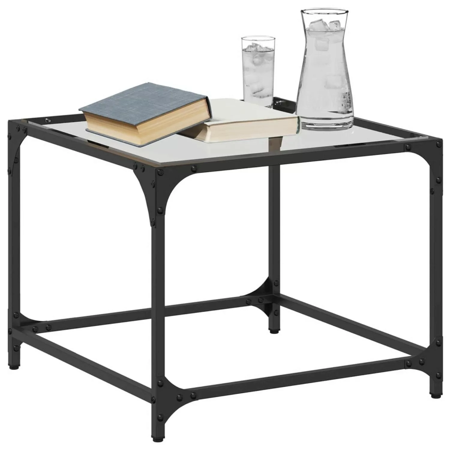 vidaXL Couchtisch mit Glasplatte Transparent 50x50x40 cm Stahl günstig online kaufen