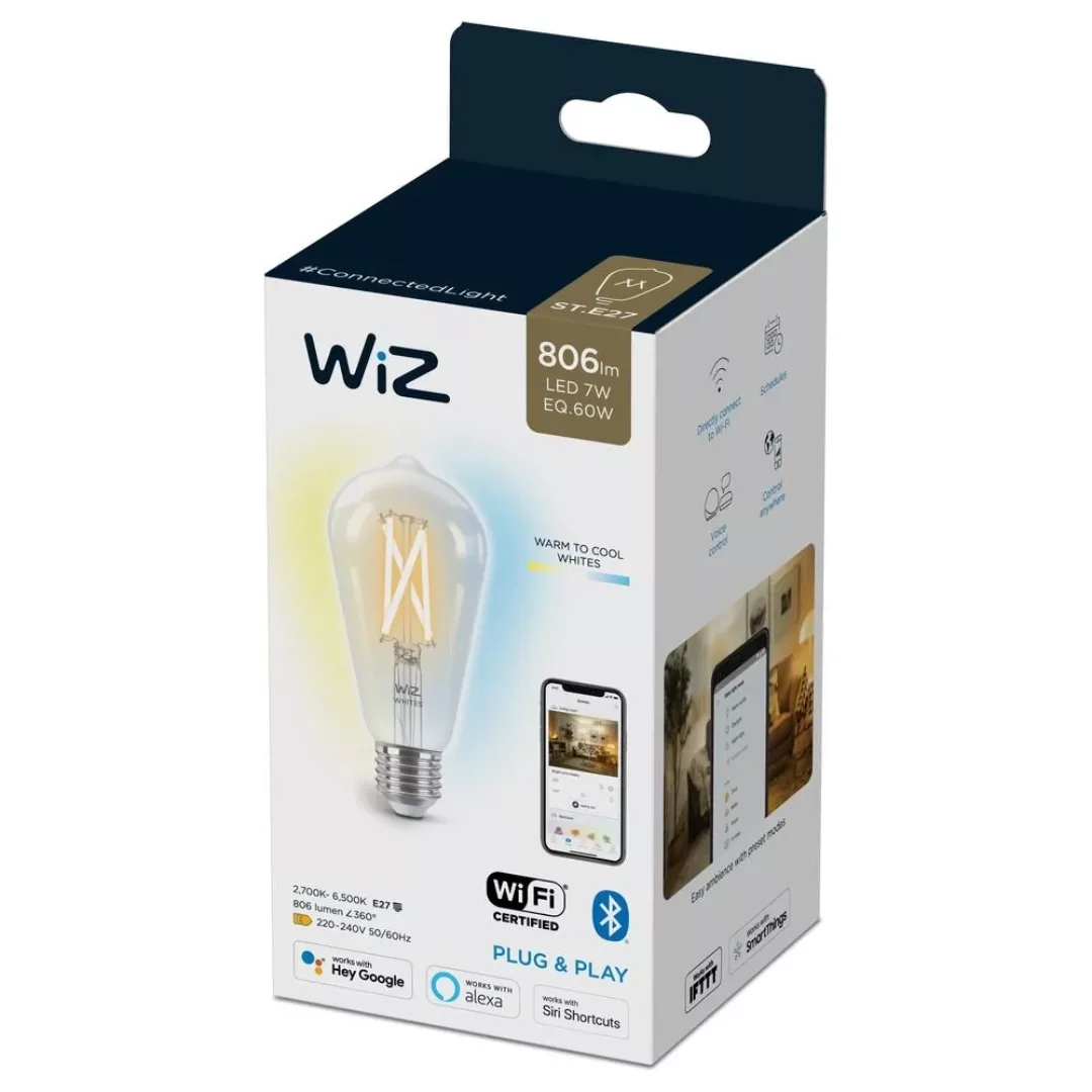 WiZ LED Smart Leuchtmittel in Transparent E27 ST64 7W 806lm günstig online kaufen