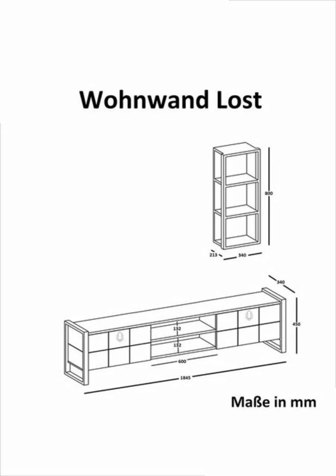 Wohnwand Lost weiß B/H/T: ca. 124x76x60 cm günstig online kaufen