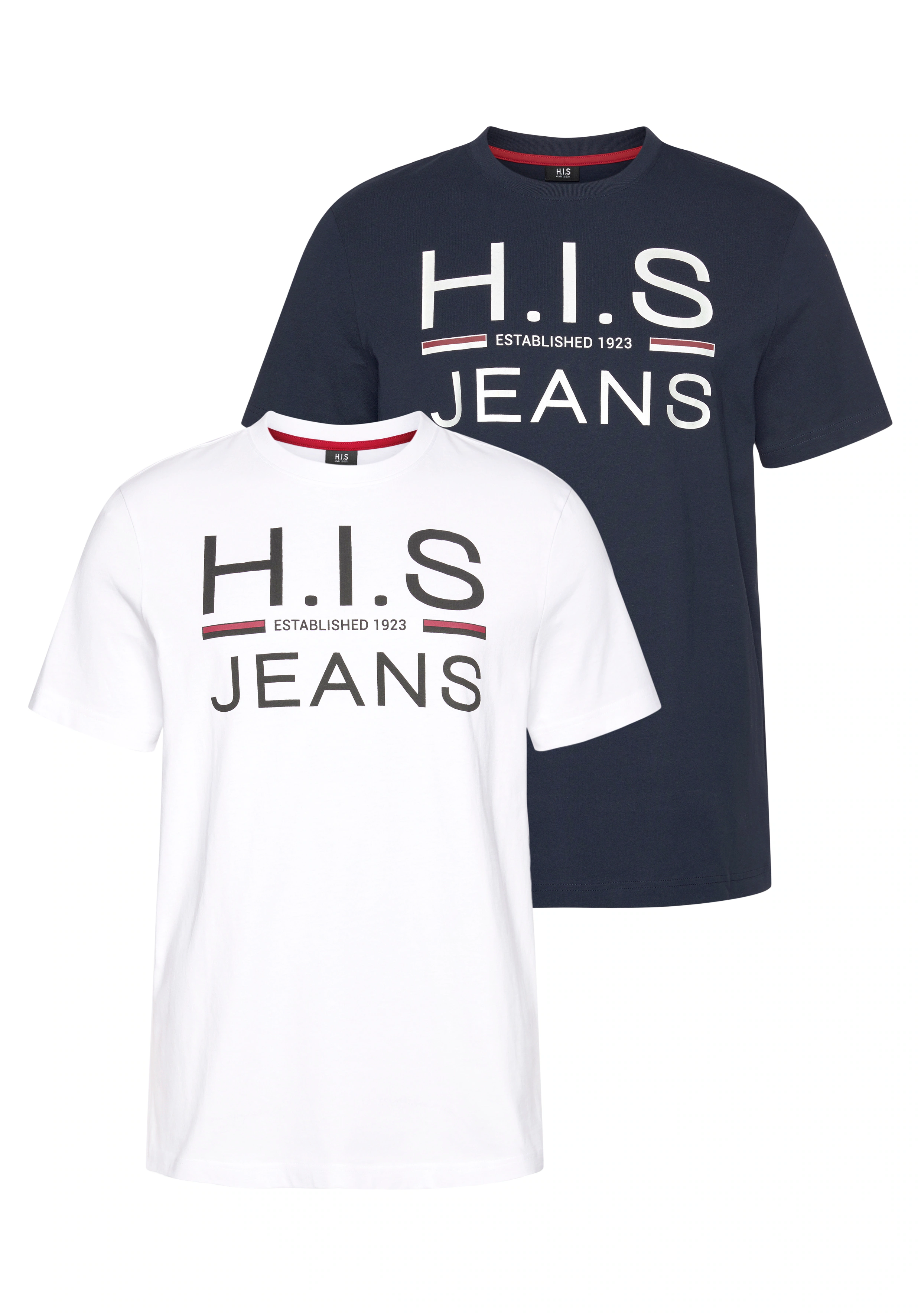 H.I.S Rundhalsshirt, (Packung, 2er-Pack), schmal geschnitten, bedrucktes De günstig online kaufen