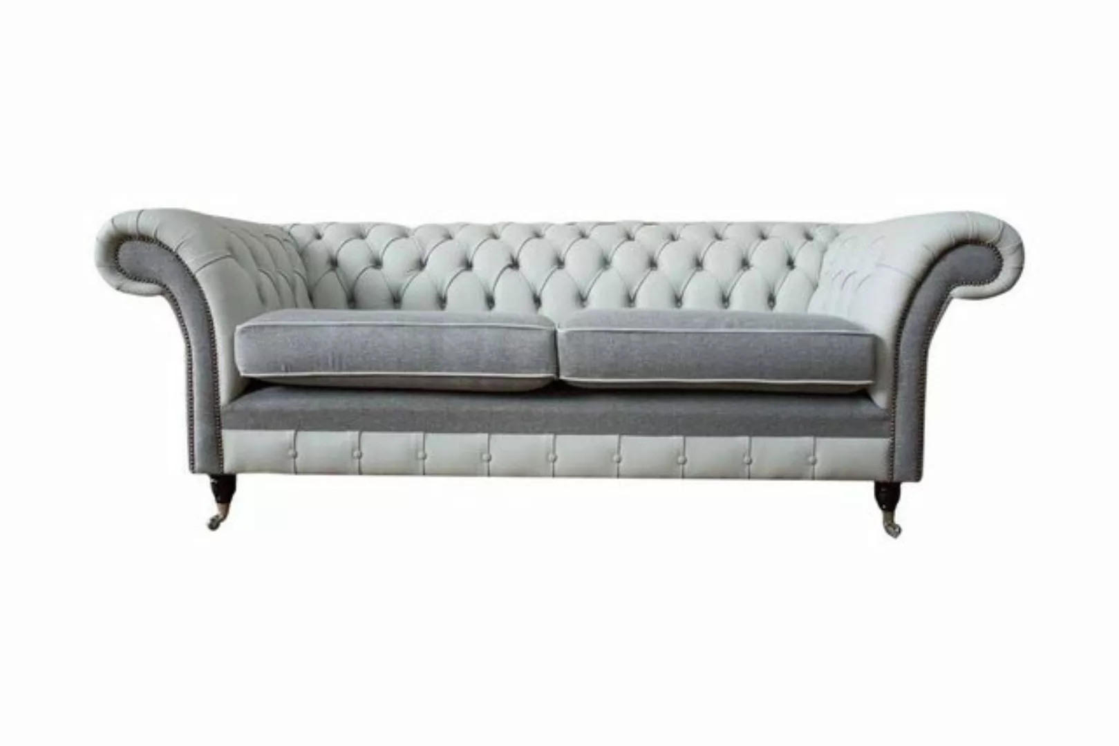 JVmoebel Sofa Sofa 3 Sitz Leder Möbel Sofas Stoff Grau Couch Polster Dreisi günstig online kaufen