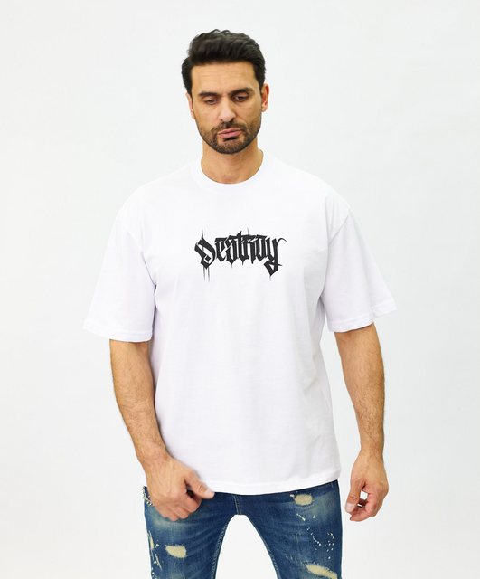 Denim House T-Shirt Oversized Herren T-Shirt mit lässigem Rückenprint Weiß günstig online kaufen