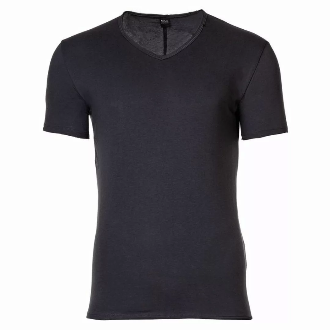 REPLAY Herren T-Shirt - 1/2-Arm, V-Neck, Baumwolle, Jersey, offene Kanten G günstig online kaufen