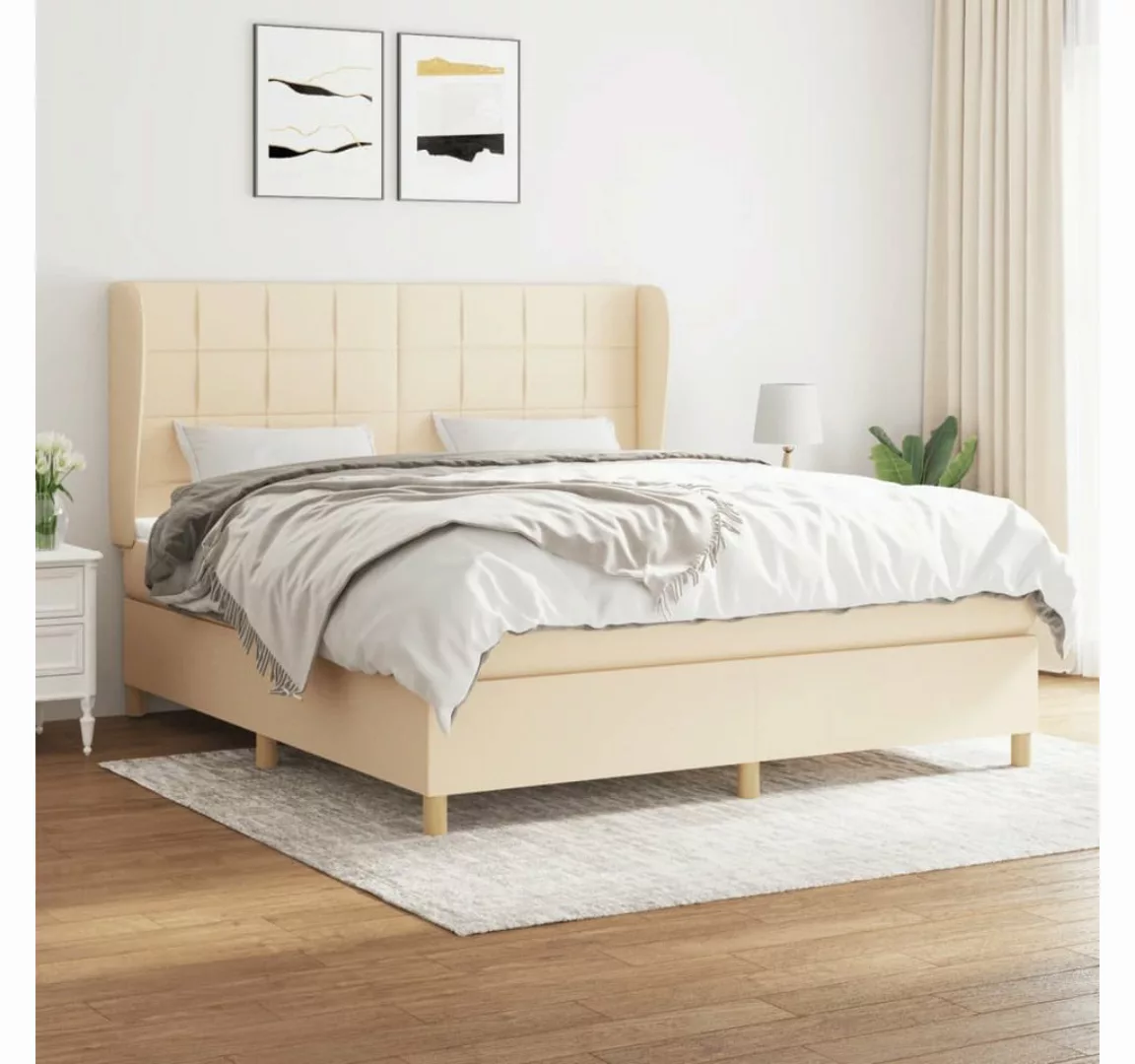 vidaXL Boxspringbett Boxspringbett mit Matratze Creme 160x200 cm Stoff Bett günstig online kaufen