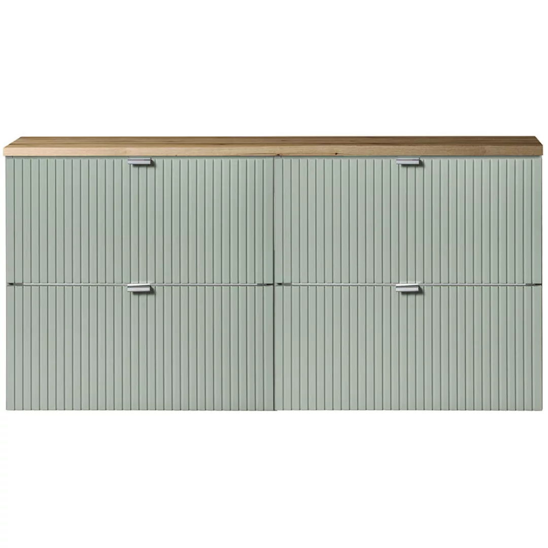 Doppel-Waschtischunterschrank 120cm, grün und Eiche, NEWPORT-56-GREEN günstig online kaufen