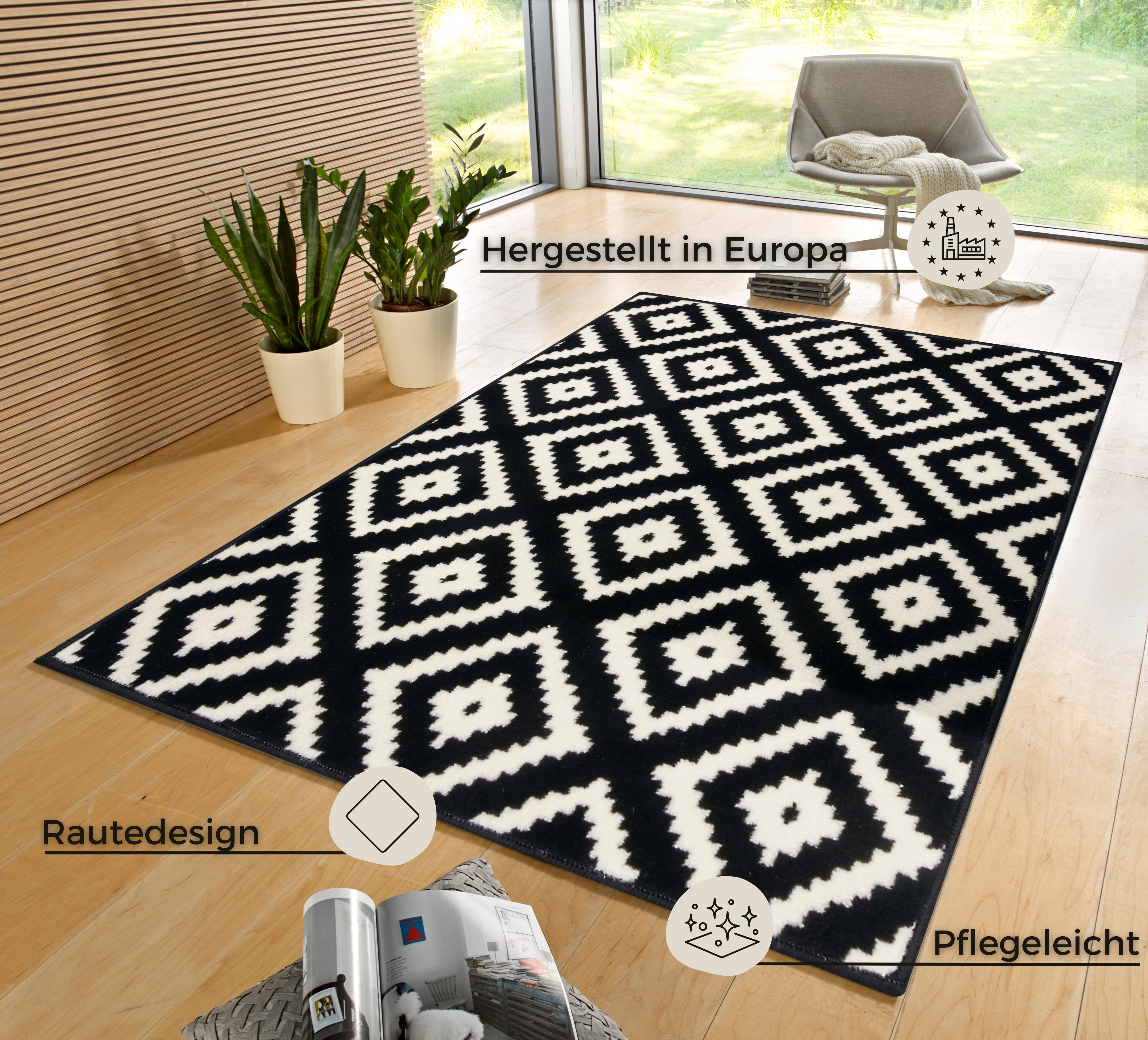 HANSE Home Teppich »Raute«, rechteckig, 9 mm Höhe, Läufer, Kurzflor, Skandi günstig online kaufen