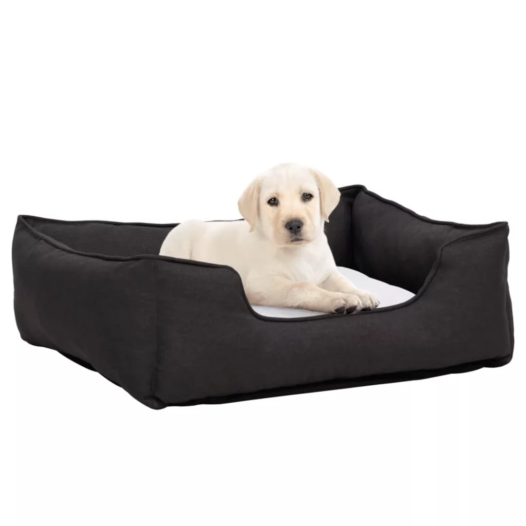 Hundebett Dunkelgrau-weiß 85,5x70x23 Cm Fleece Leinenoptik günstig online kaufen