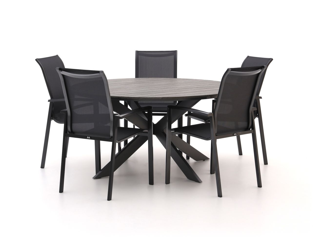 R&S design Centallo/Fidenza ø 149 cm Gartenmöbel-Set 6-Teilig Stapelbar günstig online kaufen