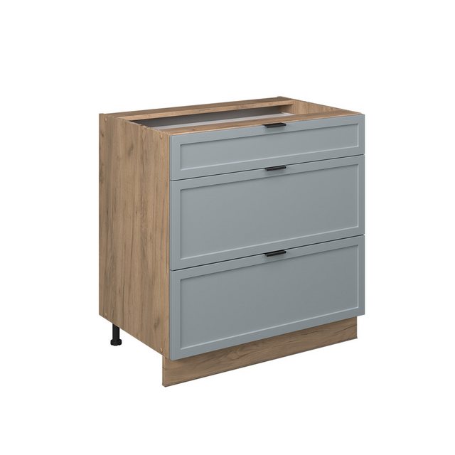 Vicco Unterschrank Fame-Line, Hellblau-grau/Goldkraft Eiche, 80 cm mit 3 Sc günstig online kaufen