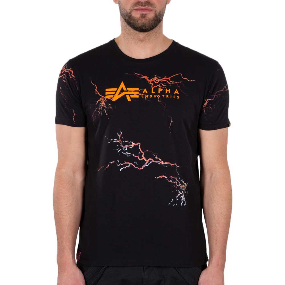 Alpha Industries Lightning All Over Print T-shirt XS Black / Orange günstig online kaufen