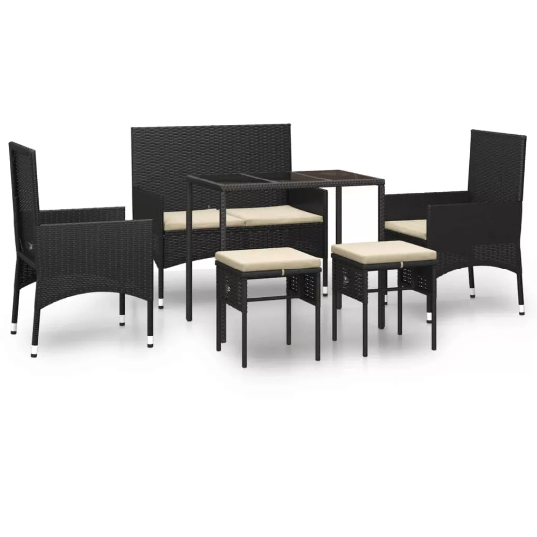 Vidaxl 6-tlg. Garten-lounge-set Mit Kissen Schwarz Poly Rattan günstig online kaufen