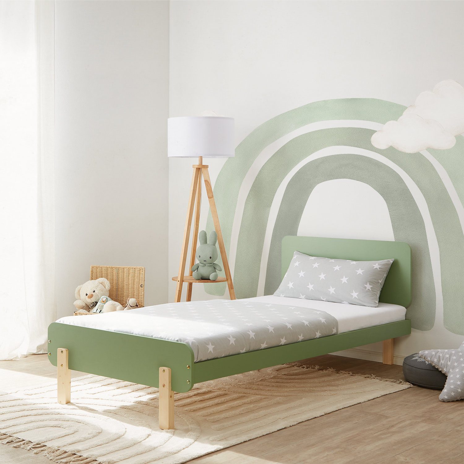Homestyle4u Kinderbett 90x200 mit Lattenrost und Matratze in Grün 2805 günstig online kaufen