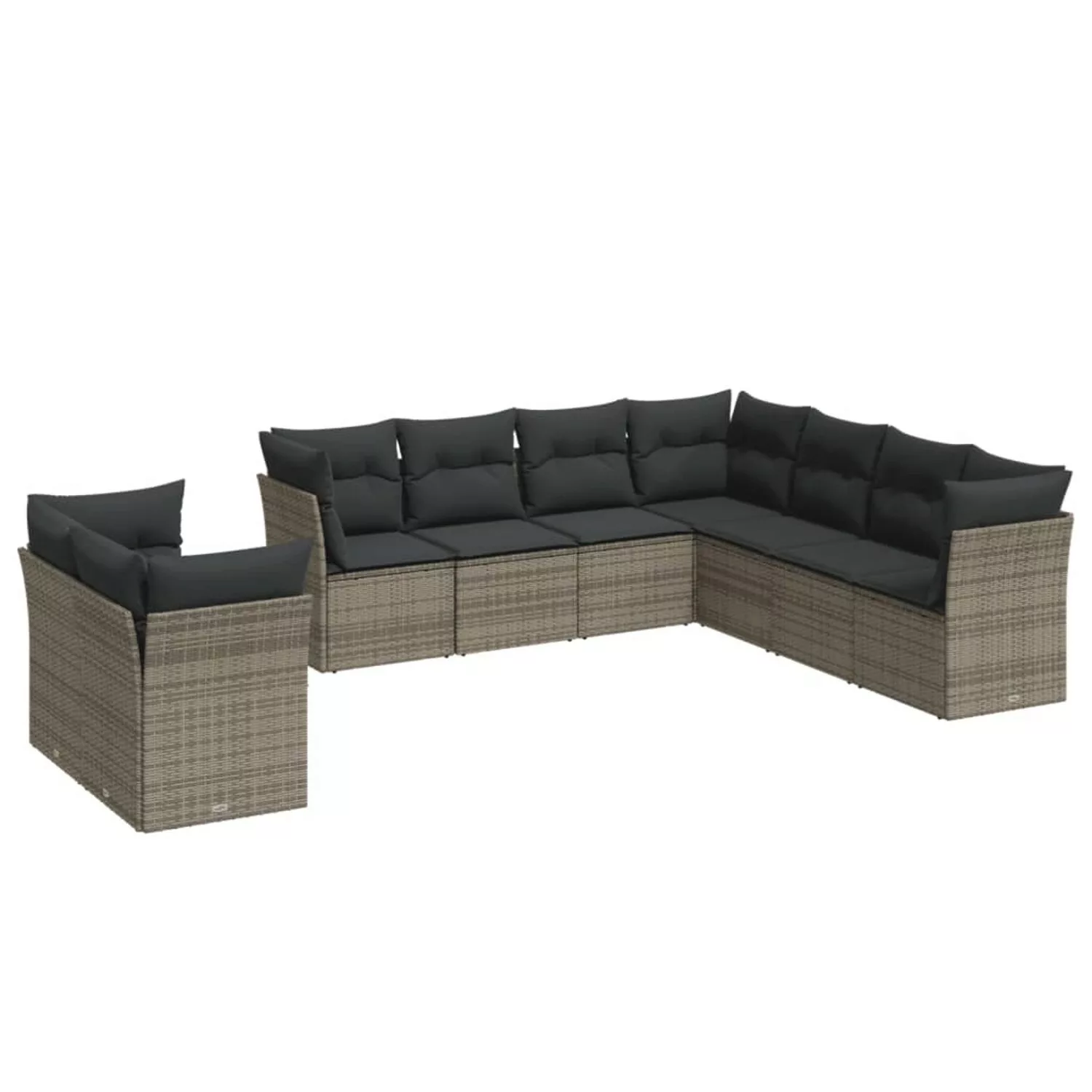 vidaXL 9-tlg Garten-Sofagarnitur mit Kissen Grau Poly Rattan Modell 20 günstig online kaufen