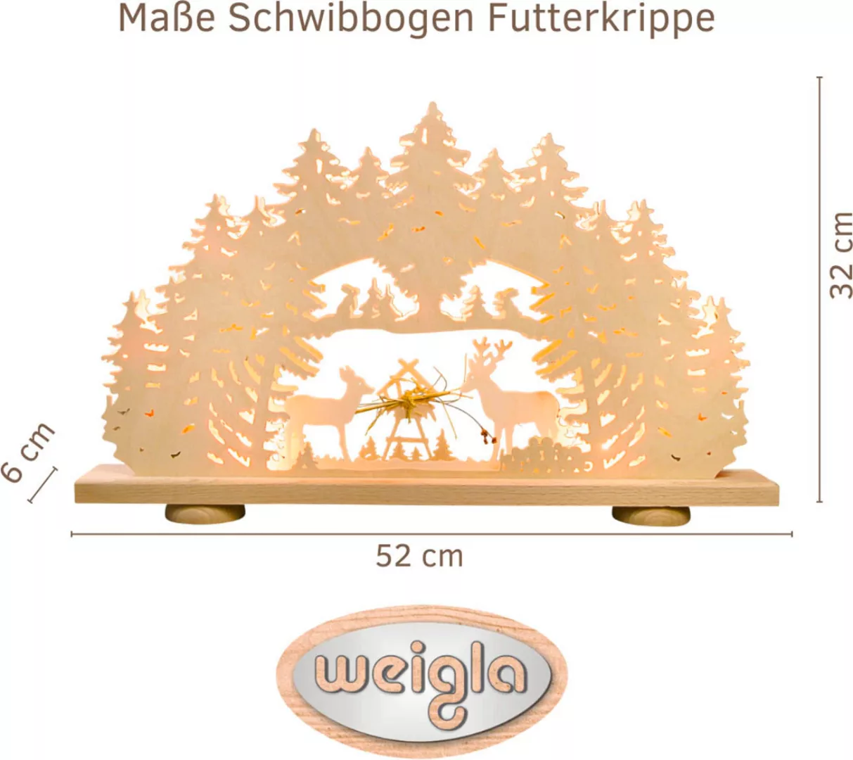 Weigla LED Schwibbogen »Futterkrippe mit echtem Heu, Lichterbogen aus Holz, günstig online kaufen