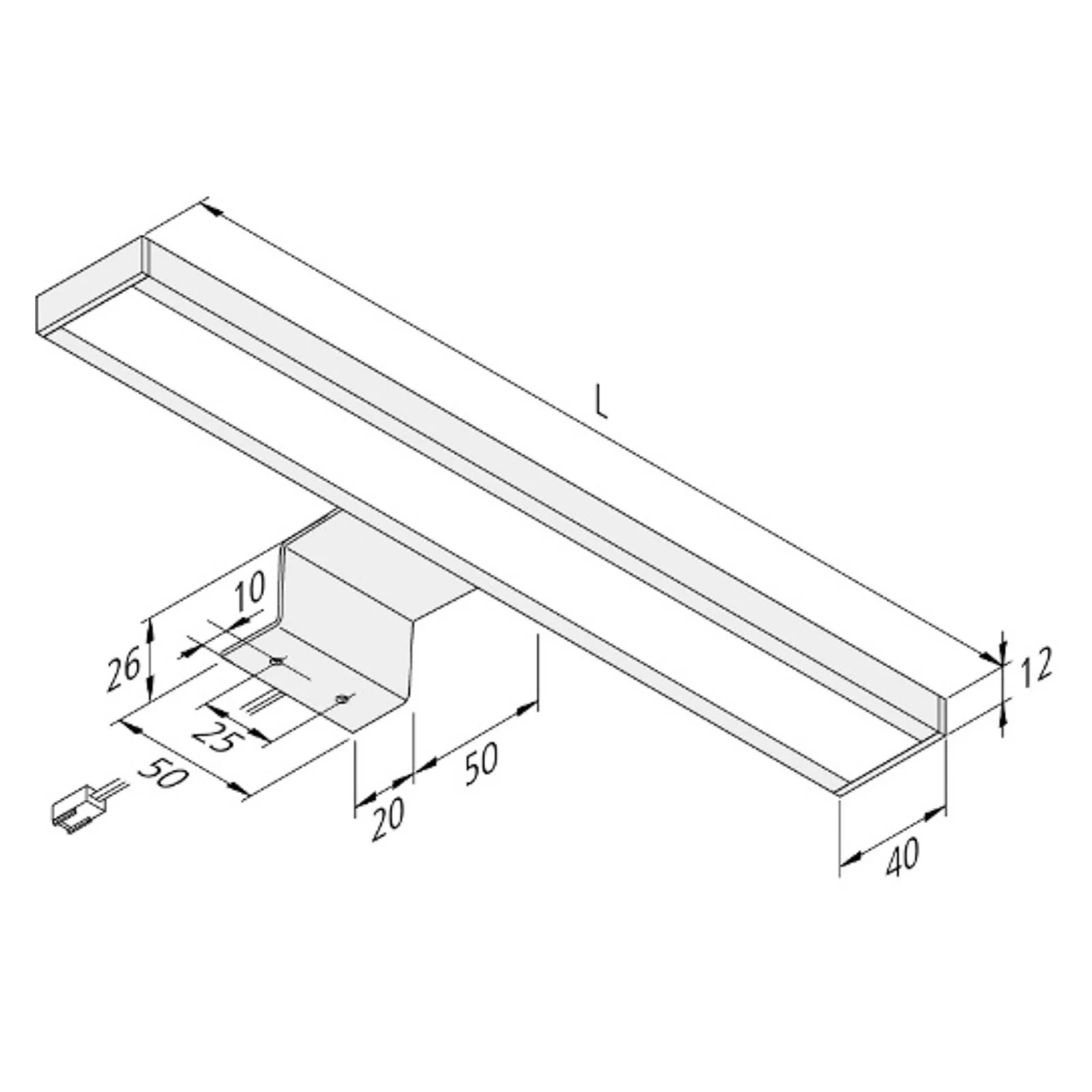 LED-Schrankaufbauleuchte Lugano 4.000K, 60 cm günstig online kaufen