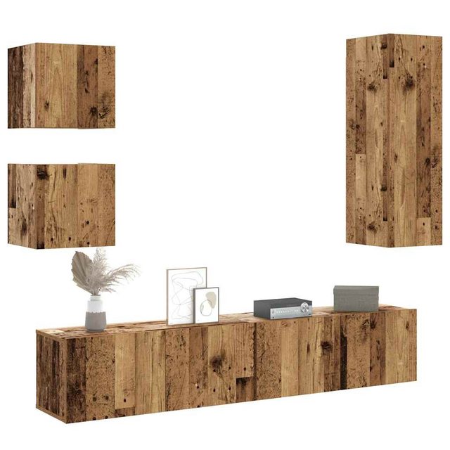 vidaXL Schrankmodule 5-tlg. TV-Schrank-Set Wandmontage Altholz-Optik Holzwe günstig online kaufen