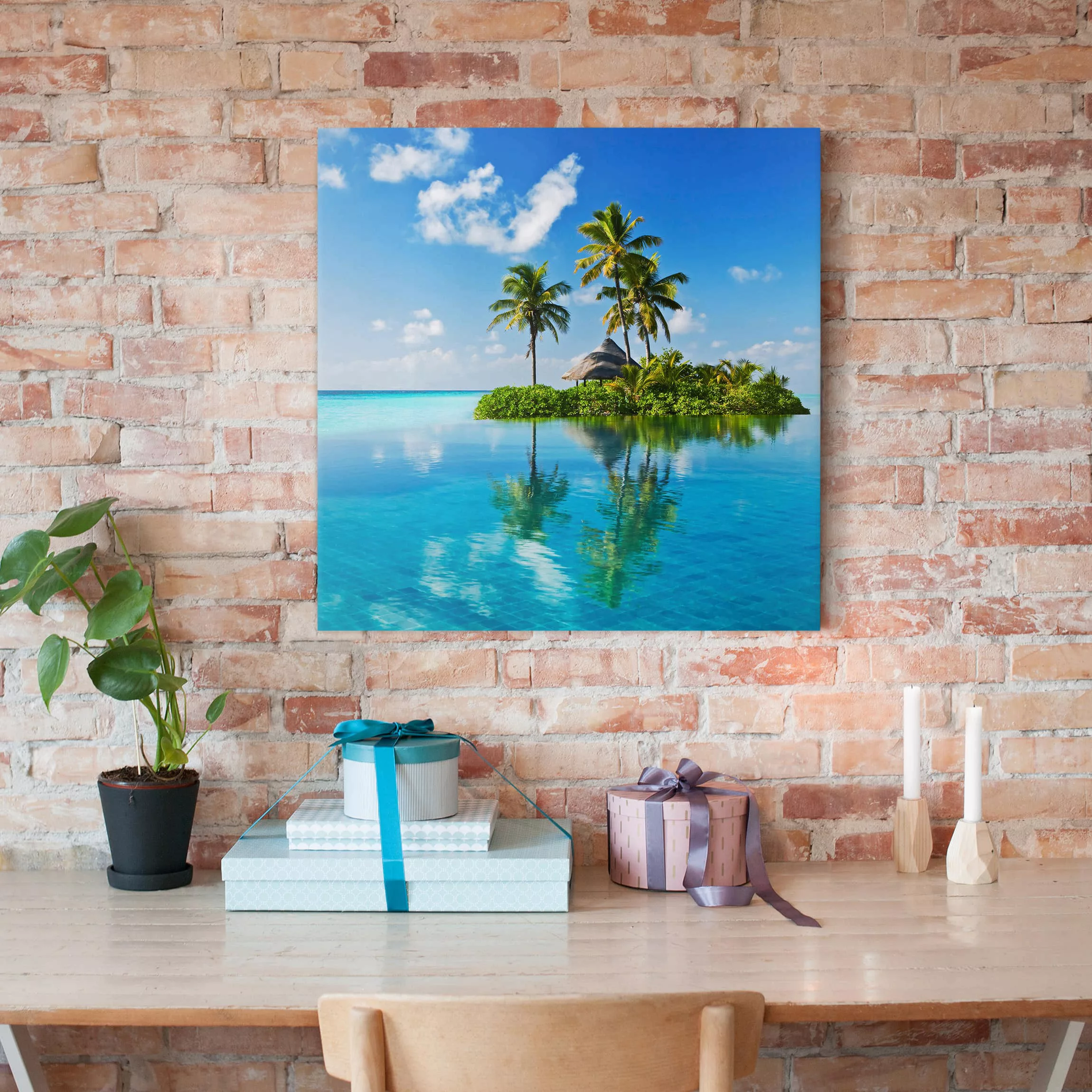 Leinwandbild Strand - Quadrat Tropisches Paradies günstig online kaufen