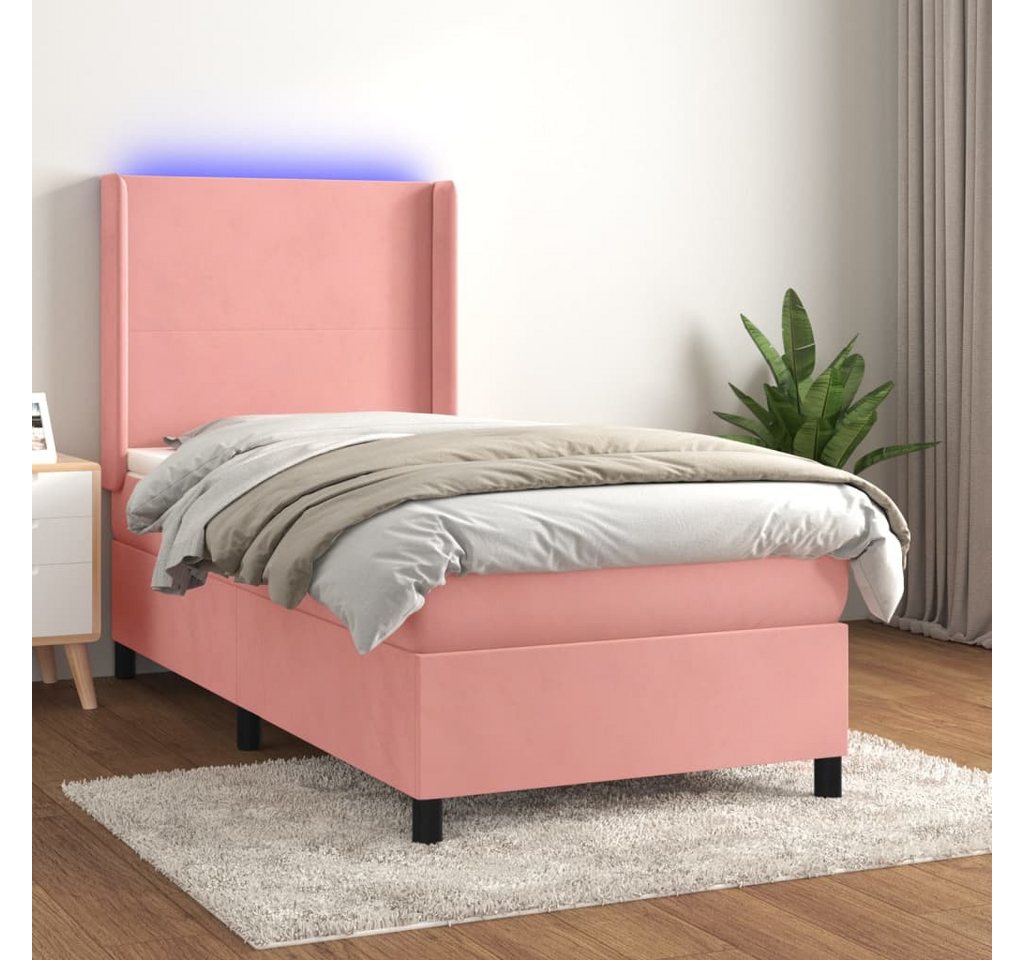 vidaXL Boxspringbett Boxspringbett mit Matratze LED Rosa 80x200 cm Samt Bet günstig online kaufen