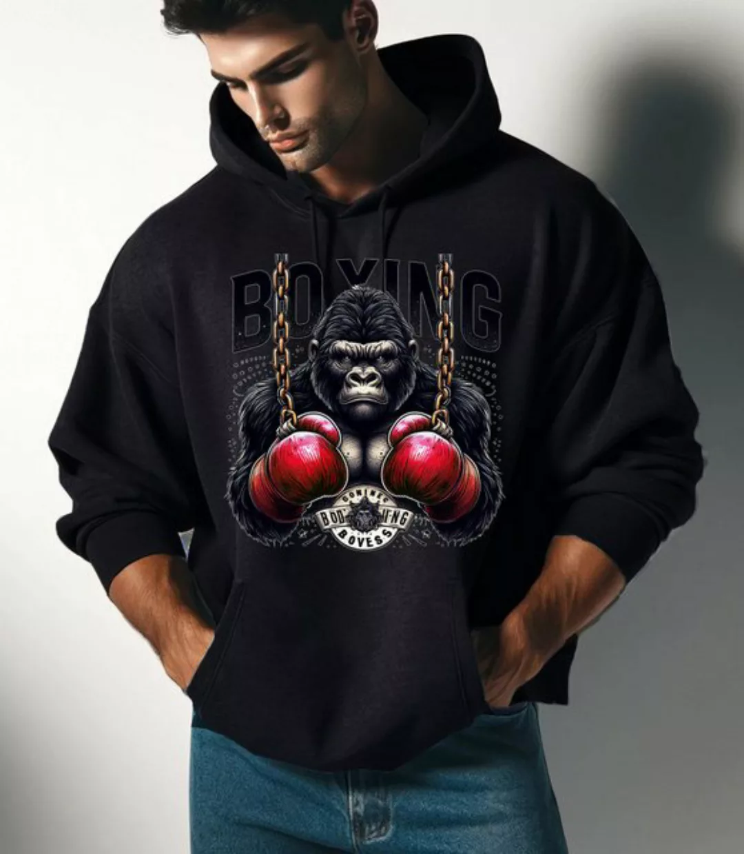 RMK Hoodie Herren Pullover Kapuzenpullover Langarm Boxen Gym Gorilla Oversi günstig online kaufen