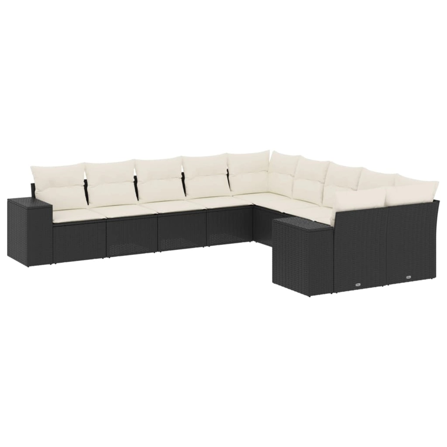 vidaXL 10-Tlg Garten-Sofagarnitur mit Kissen Schwarz Poly Rattan 3255443 günstig online kaufen