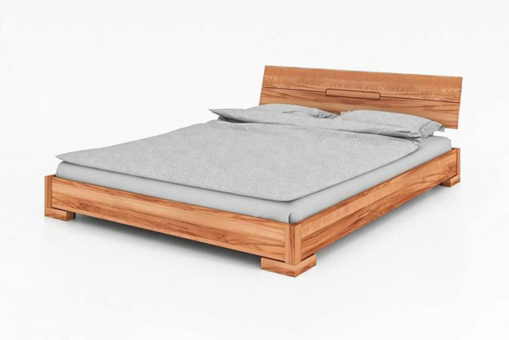 Natur24 Einzelbett Bett Bento 5 Sonderlänge 160x220 Kernbuche Holzkopfteil günstig online kaufen