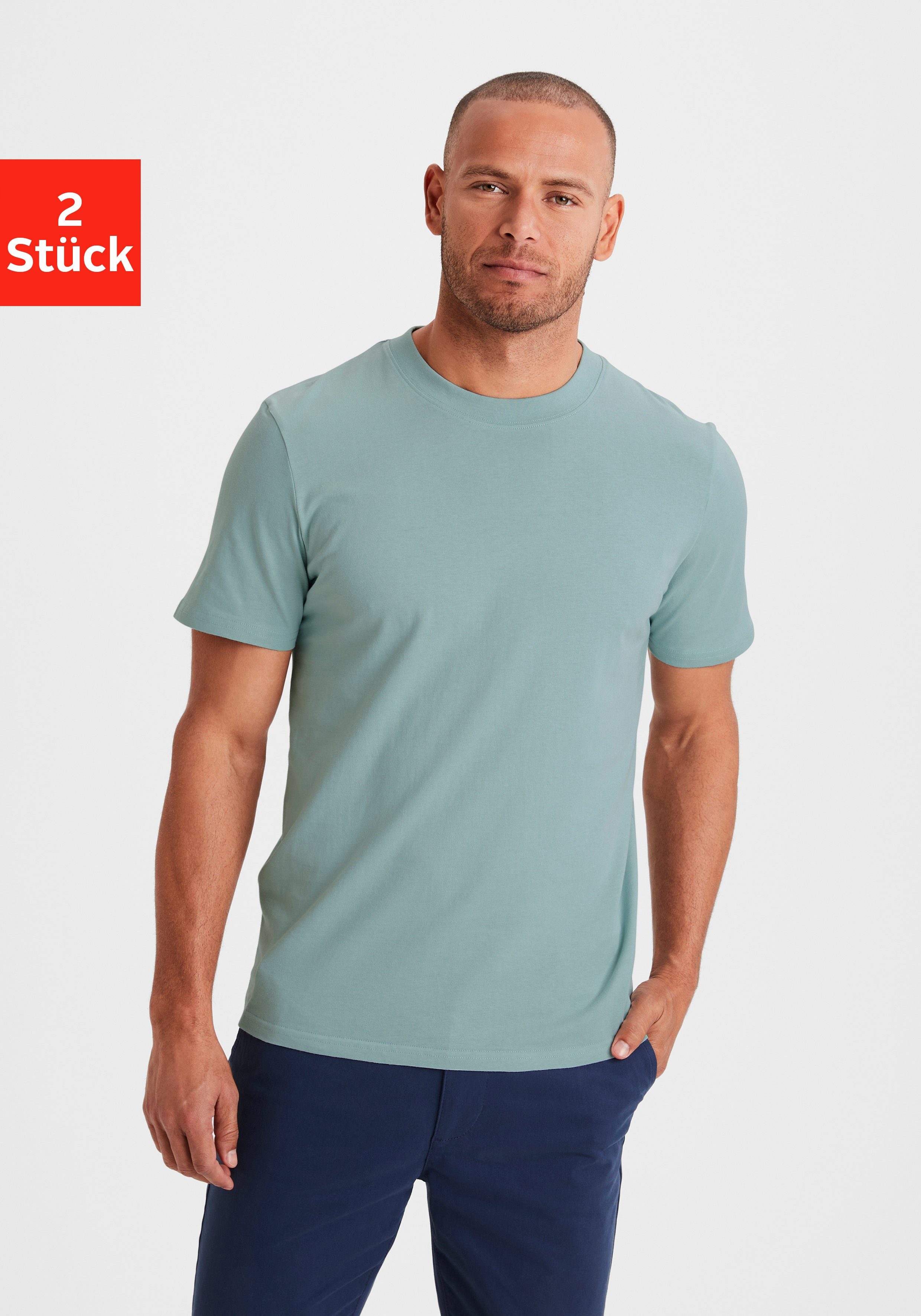 KangaROOS T-Shirt, (2er-Pack), Freizeitshirt mit Kurzarm, Rundhals aus rein günstig online kaufen