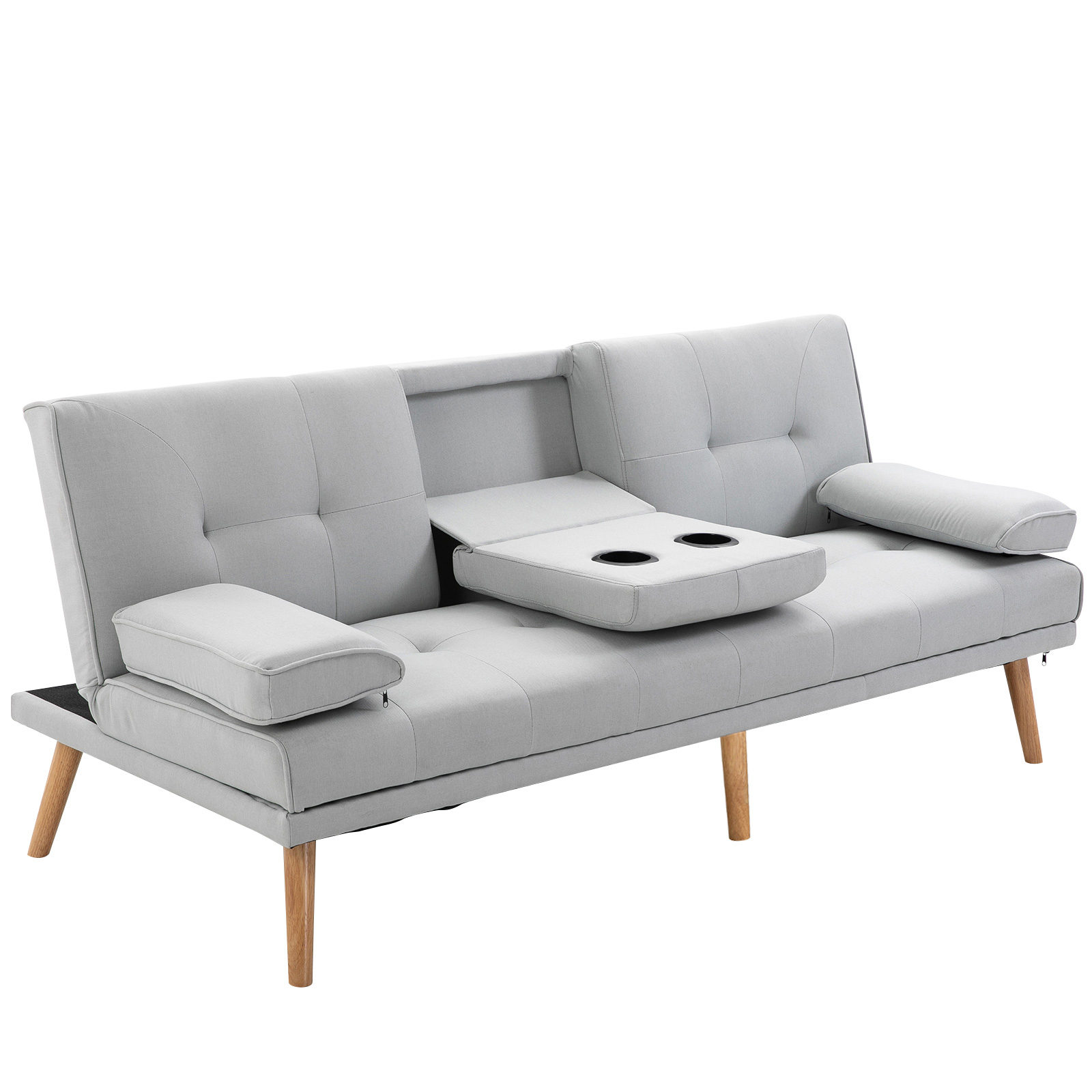 HOMCOM Schlafsofa  Bequeme Schlafcouch, 3 Sitzer, Sofabett, Leinen, Hellgra günstig online kaufen