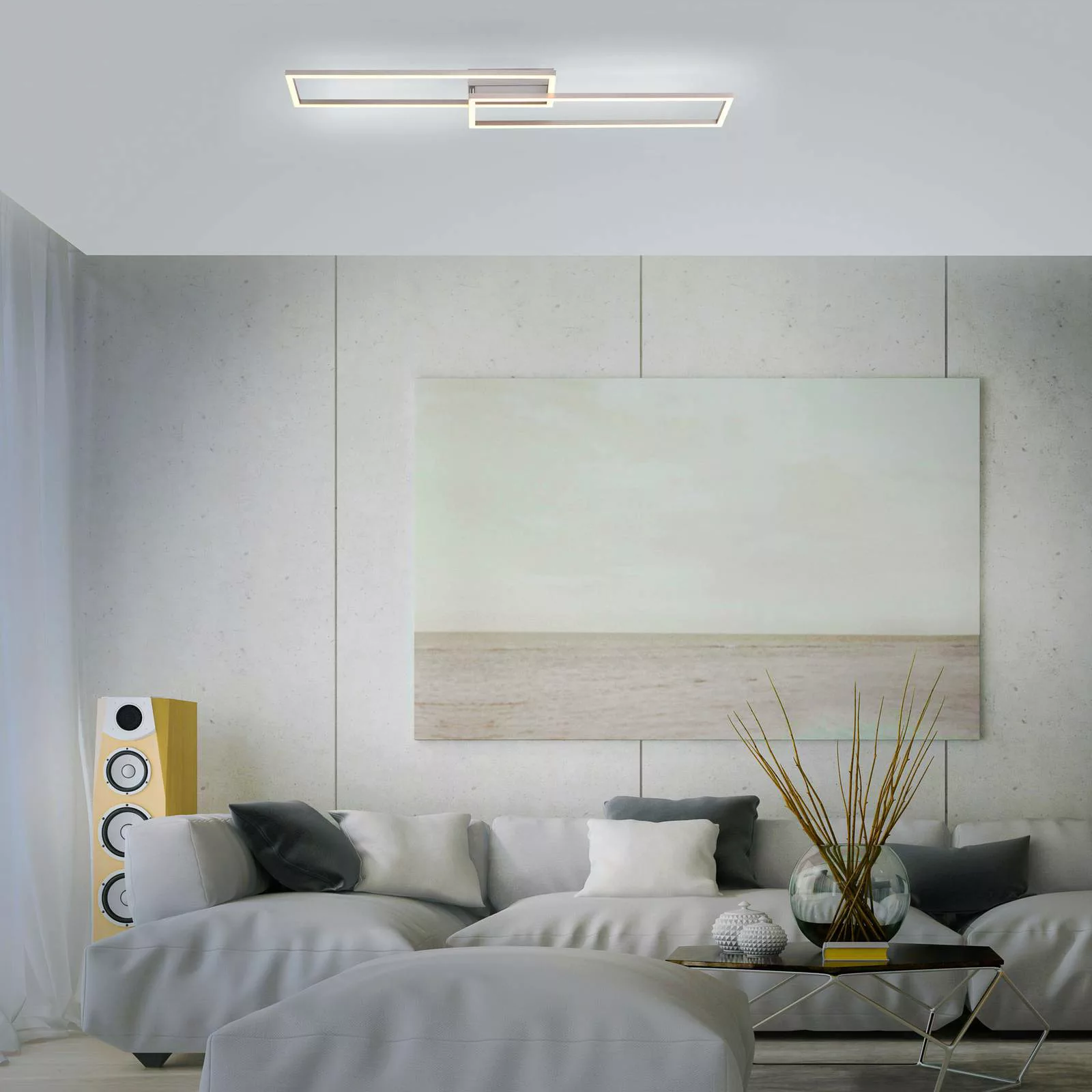 LED-Deckenleuchte Iven, dim, stahl, 92,4x22cm günstig online kaufen
