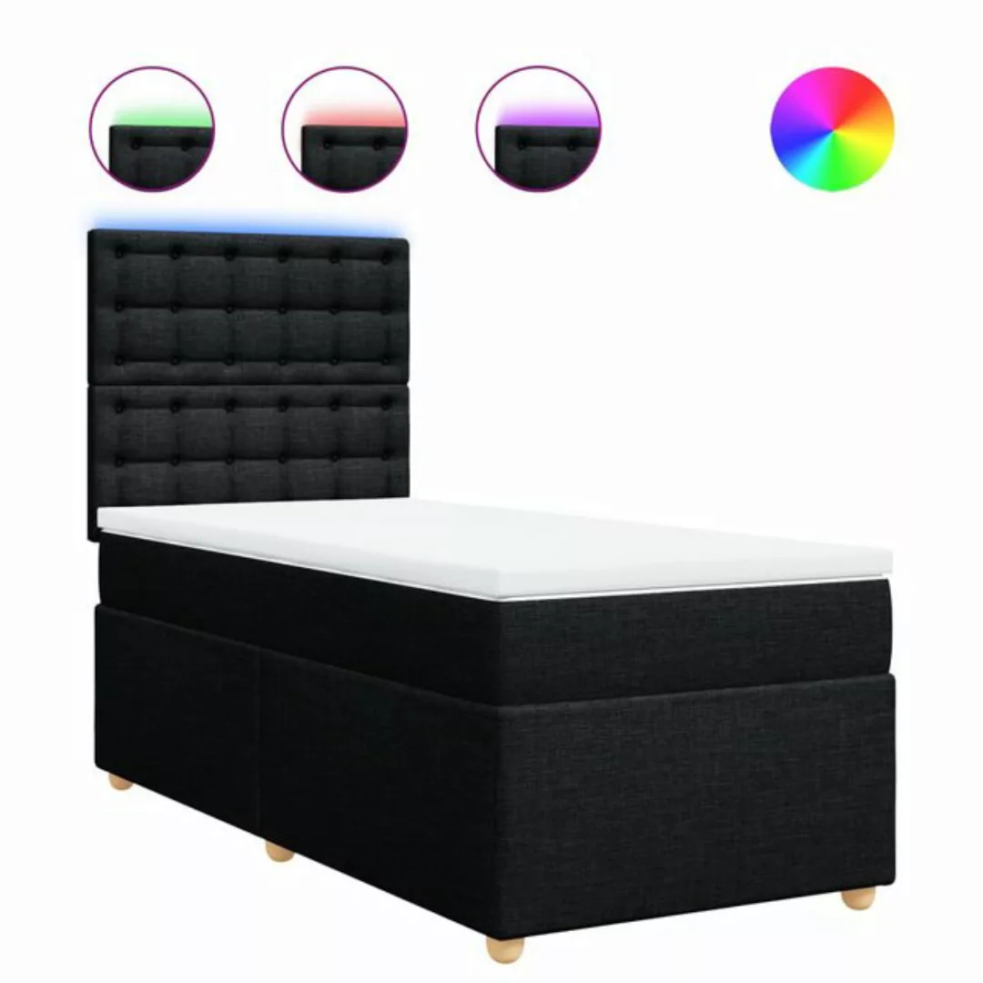 vidaXL Boxspringbett Boxspringbett mit Matratze Schwarz 90x200 cm Stoff Bet günstig online kaufen