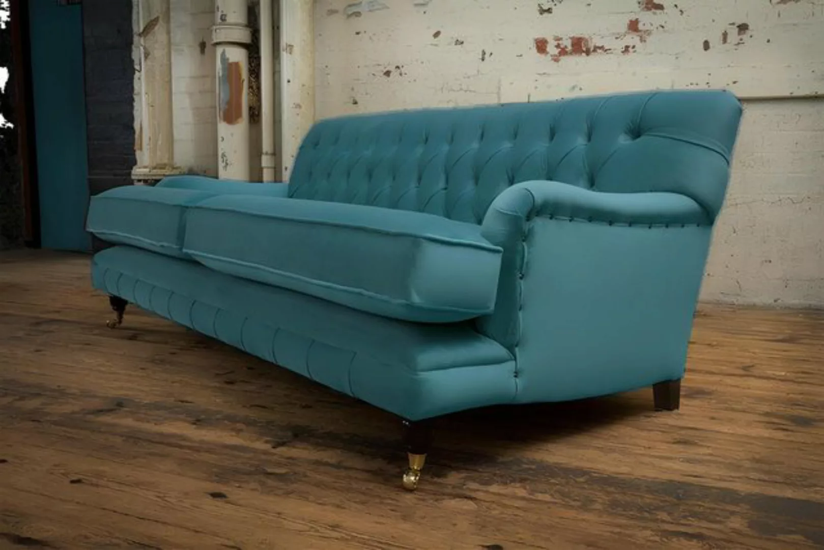 Xlmoebel Sofa Designer-Sofa in Türkis, XXL 3-Sitzer mit Leder- und Stoffbez günstig online kaufen