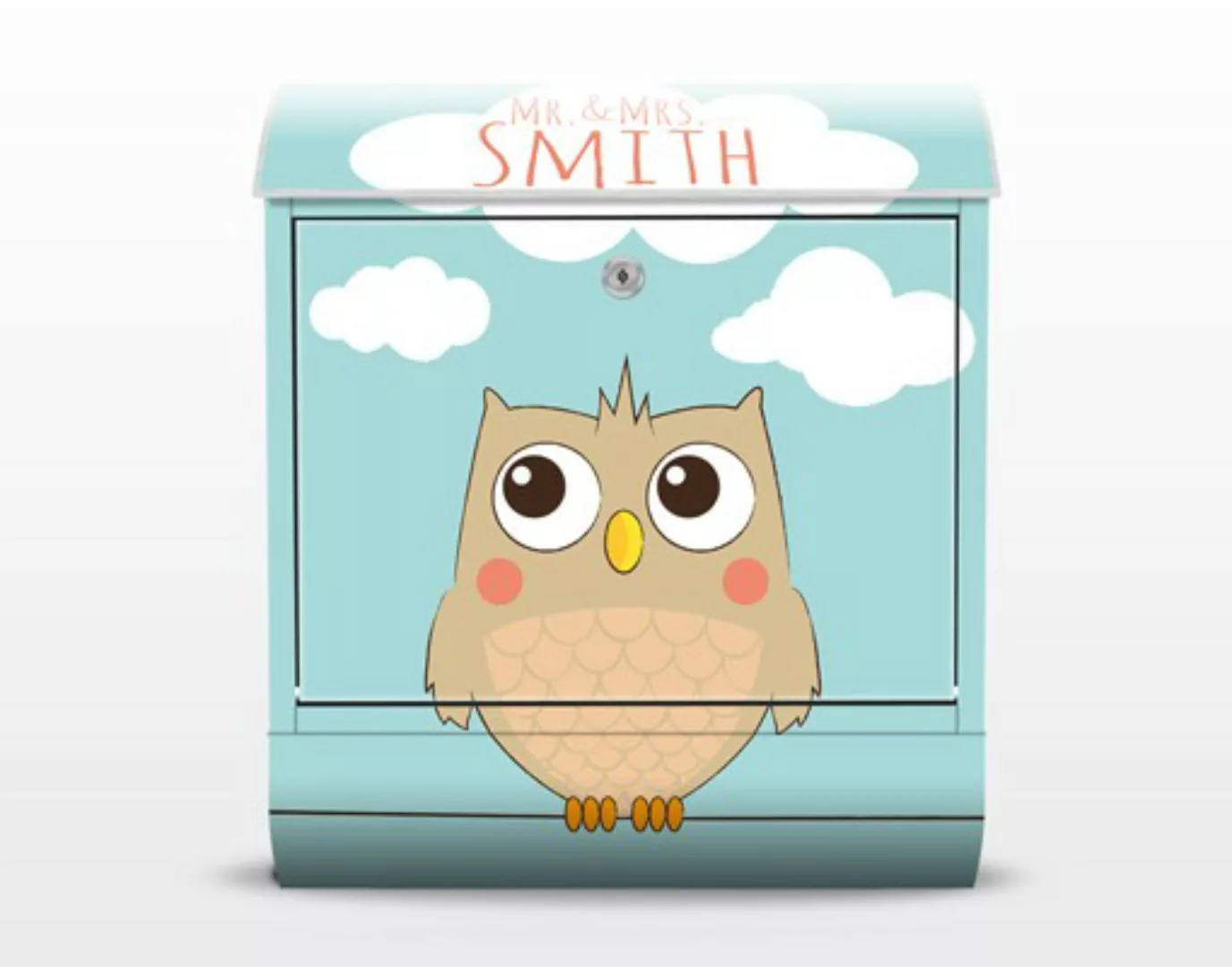 Briefkasten mit eigenem Text No.JS178 WunschText Hello Owl günstig online kaufen
