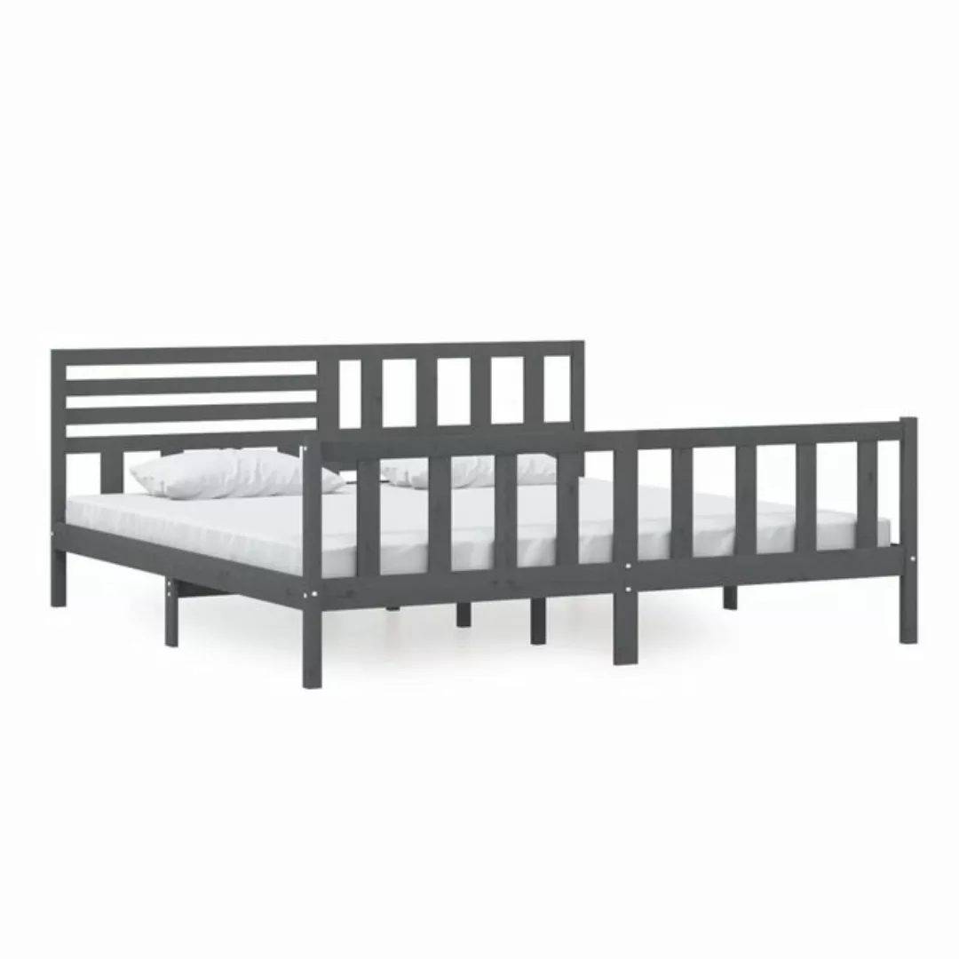 vidaXL Bettgestell Massivholzbett Grau 200x200 cm Doppelbett Bett Bettrahme günstig online kaufen