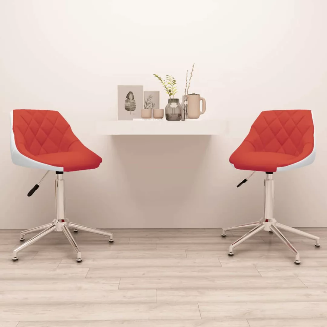 Esszimmerstühle 2 Stk. Drehbar Rot Und Weiß Kunstleder günstig online kaufen