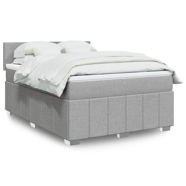 vidaXL Boxspringbett, Boxspringbett mit Matratze Hellgrau 140x190 cm Stoff günstig online kaufen