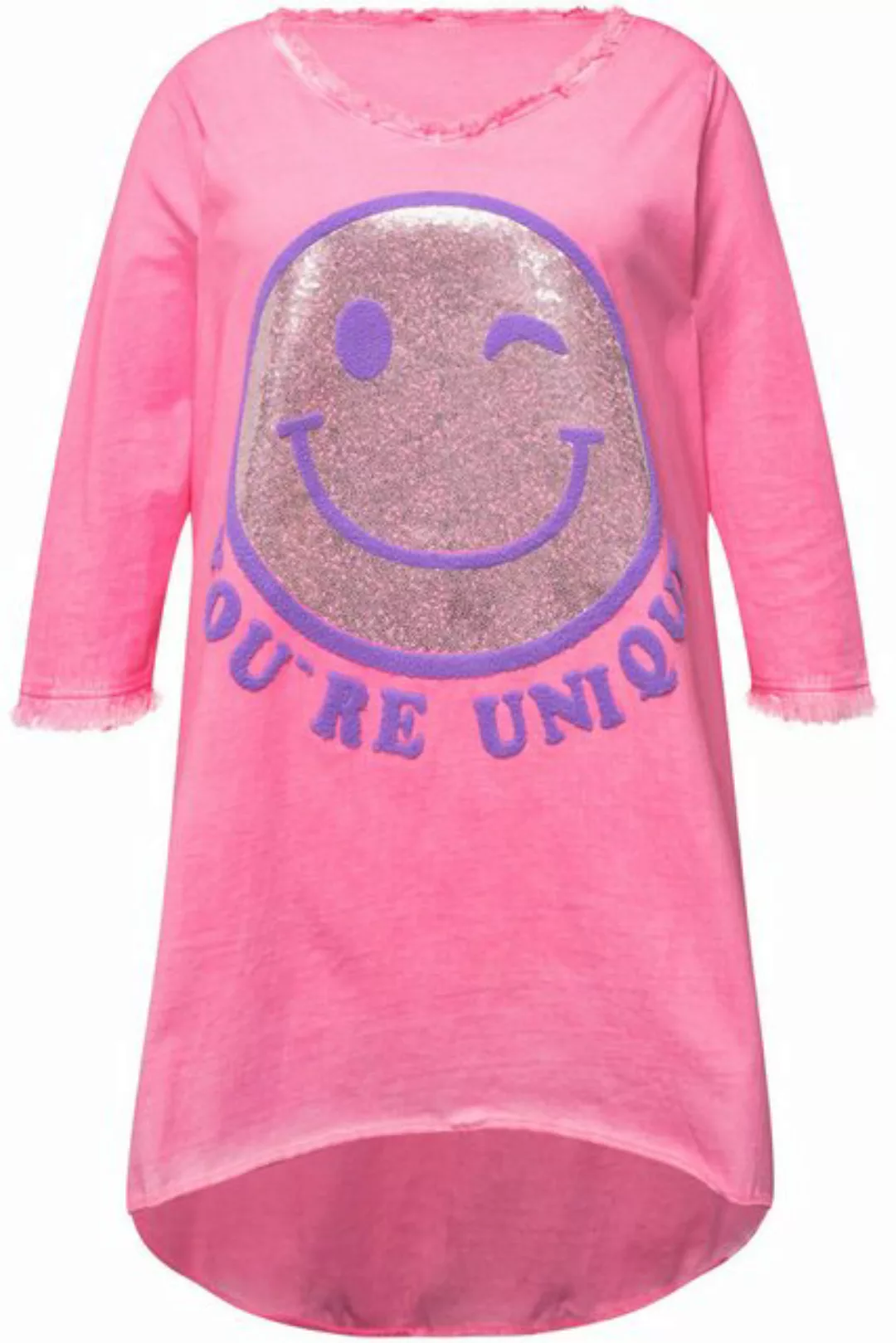 Angel of Style Longshirt Longshirt Smiley Rundhals Langarm gerundeter Saum günstig online kaufen