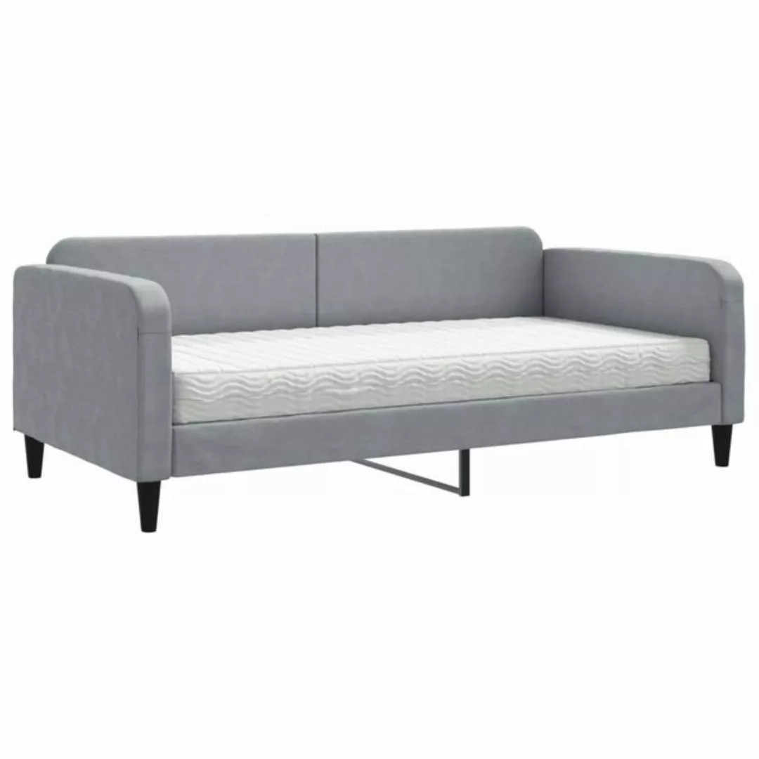 furnicato Bett Tagesbett mit Matratze Hellgrau 100x200 cm Stoff günstig online kaufen