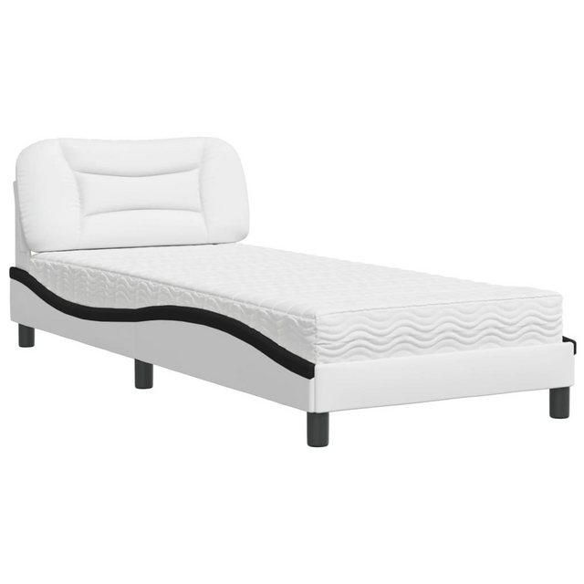 vidaXL Bett Bett mit Matratze Weiß und Schwarz 90x190 cm Kunstleder günstig online kaufen