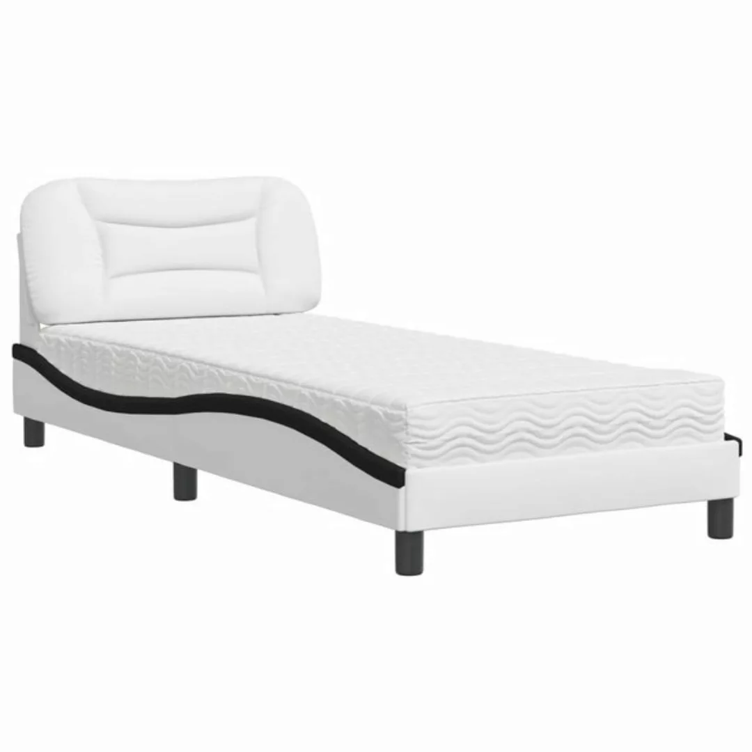 vidaXL Bett Bett mit Matratze Weiß und Schwarz 90x190 cm Kunstleder günstig online kaufen