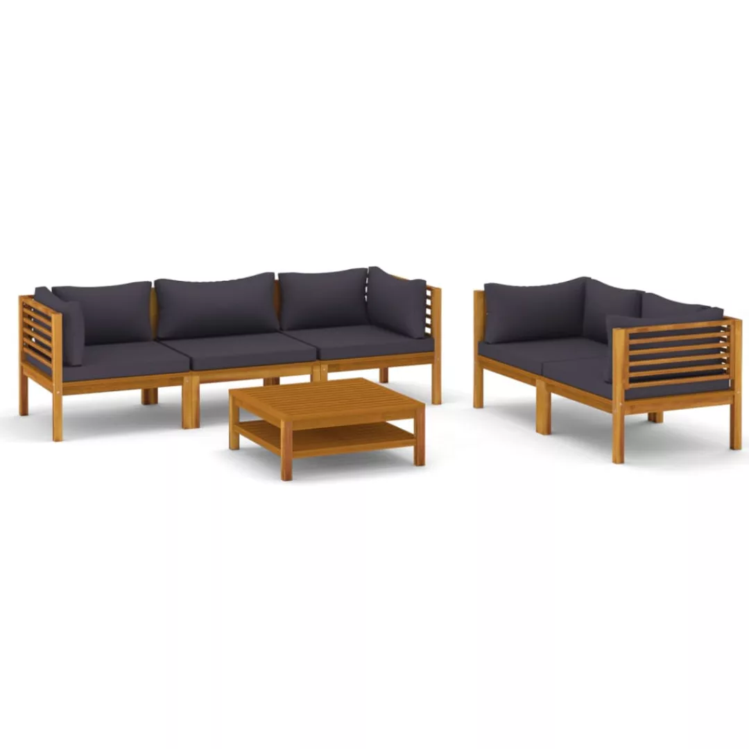 6-tlg. Garten-lounge-set Mit Auflage Massivholz Akazie günstig online kaufen